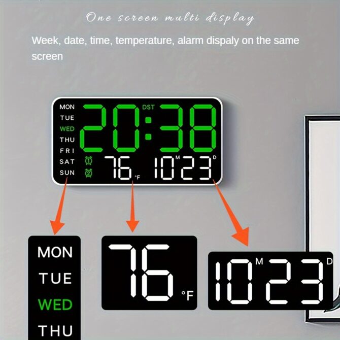 Digital Wall Clock Large LED Display with Calendar - Image 7