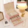 Glam Style Leather Jewelry Box with 3 Drawers - Image 9