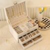 Glam Style Leather Jewelry Box with 3 Drawers