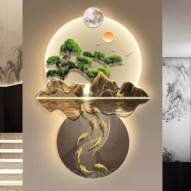 Wall Sculptures Hanging Art with Led Light
