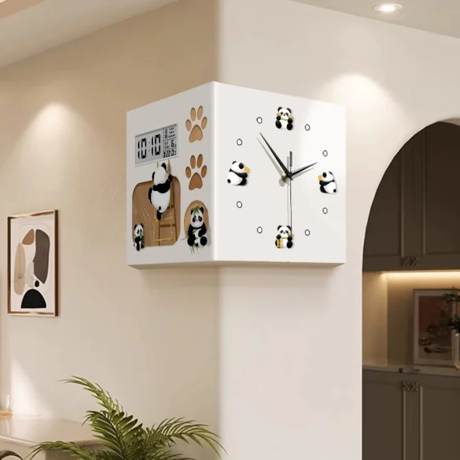 Wall Art Clock Brief Cartoon Digital Separates Double Face Wall Clocks Digital Clock The Price Of - Image 2